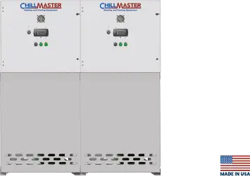 Render Image of ChillMaster® Water Cooled Heat Pump with 'Made In USA' label