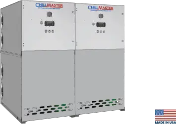 Render Image of ChillMaster® Water Cooled Modular Chiller with 'Made In USA' label