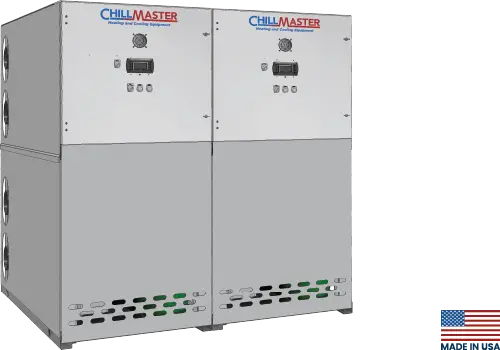 Render Image of ChillMaster® Water Cooled Modular Chiller with 'Made In USA' label